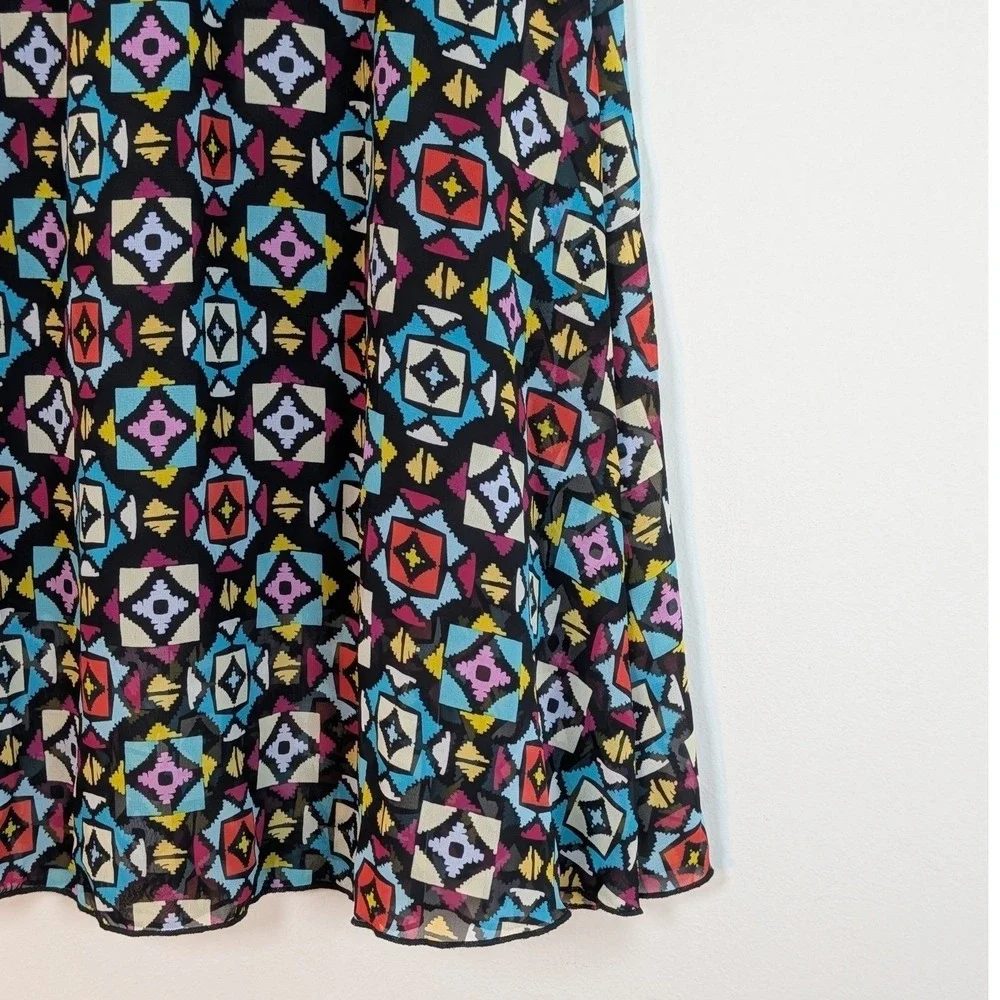 LuLaRoe Lola Skirt Women Small Red Geometric Chiffon Midi A-Line Elastic Waist
